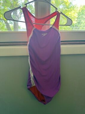 Speedo Purple and Coral Racerback One-Piece Swimsuit